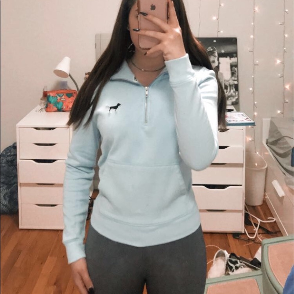 vs pink baby blue quarter zip